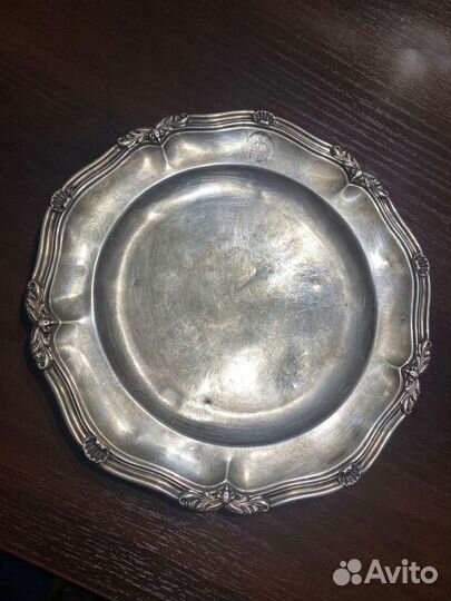 Старинное серебреное блюдце