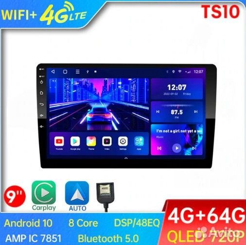 Магнитола TopWay TS10 4-64 Гб, GPS, qled, DSP