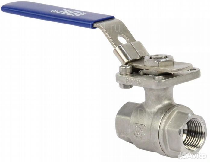 Кран шаровой DN.ru кшмп.316.230-ISO 1/2 Ду15 Ру63 полнопроходной двухходовой, нержавеющая сталь SS31