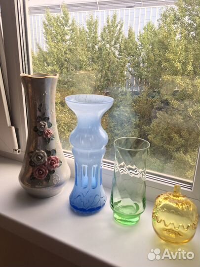 Ваза цветное стекло винтаж