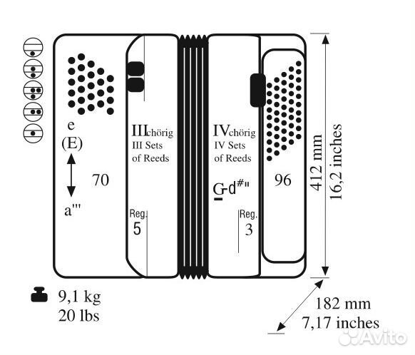 Romance703-III-96/70-BK Romance 703 Аккордеон кноп