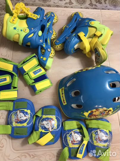 Набор роликовые коньки, шлем, защита