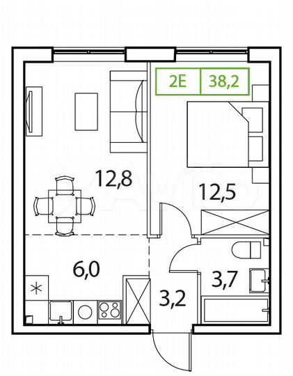 2-к. квартира, 38,2 м², 11/15 эт.
