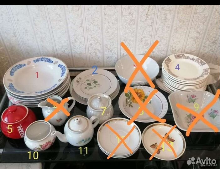 Тарелки СССР, утятница, сахарницы,супница, блюдо