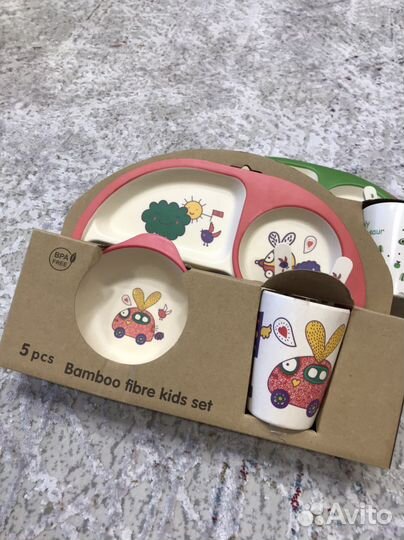 Набор детской посуды из бамбука