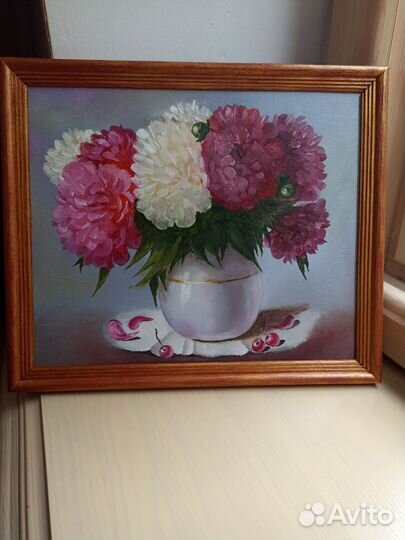 Картина маслом пионы