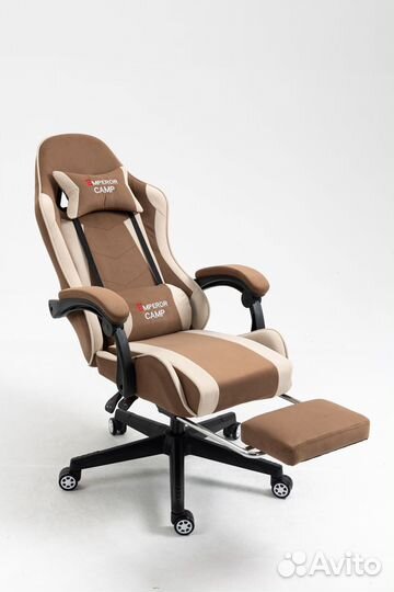 Игровое кресло EC жёлтый-хаки с подставкой