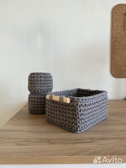 Набор вязаных корзин / подарок ручной работы