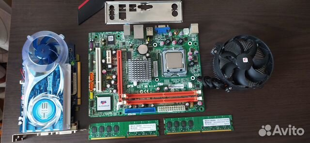 Комплект мат. пл.LGA775+проц +озу+видеокарта
