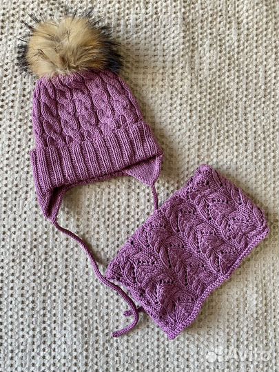 Комплект шапка и снуд зимний