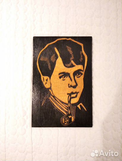 Портрет Есенина резьба по дереву, СССР