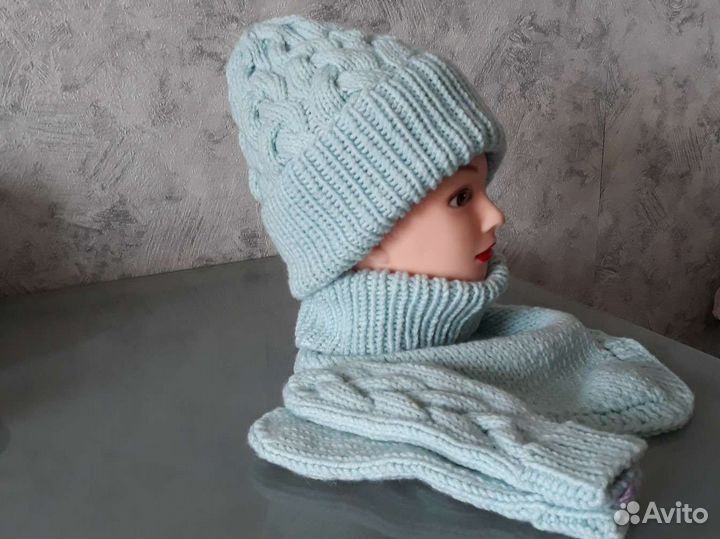 Комплект шапка, снуд, варежки