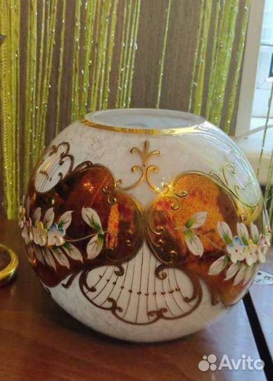 Ваза Богемное стекло позолота