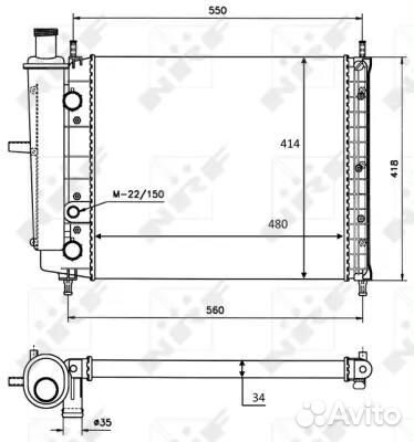 Радиатор системы охлаждения fiat: brava/marea 1.2/1.4i 16V 95, (AC)