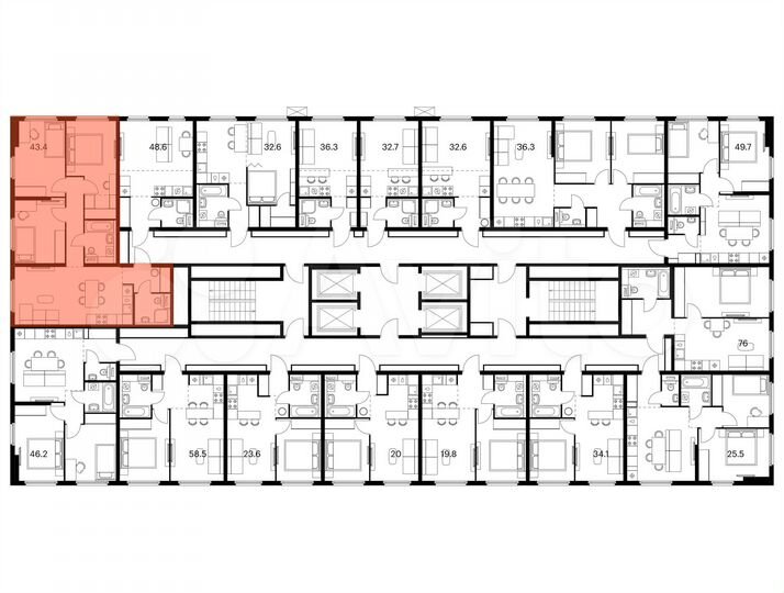 3-к. квартира, 76 м², 2/25 эт.
