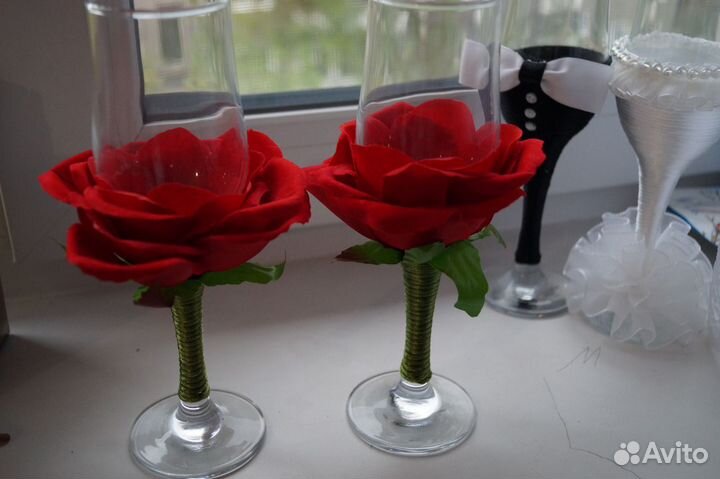 Свадебные бокалы ручной работы