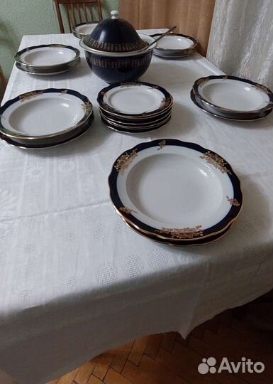 Супница Echt Kobalt и набор тарелок 24 шт Дулево