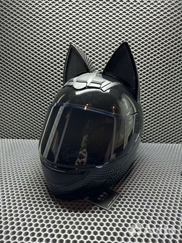 Мото Шлем с кошачьими ушами ушками Nitrinos Чёрный