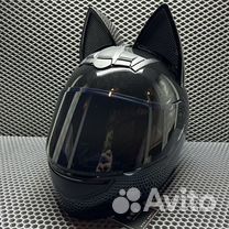 Мото Шлем с кошачьими ушами ушками Nitrinos Чёрный