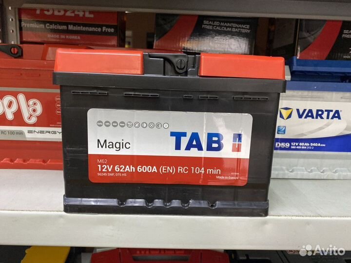 Аккумулятор Tab Magic 62Ач 600А Установка