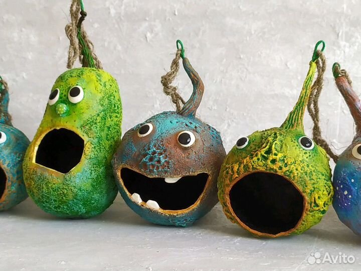 Набор елочных украшений ручной работы из папе-маше