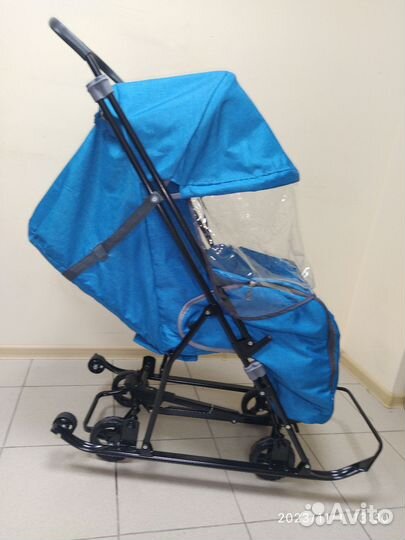 Новы санки коляска Galaxy бирюзовый