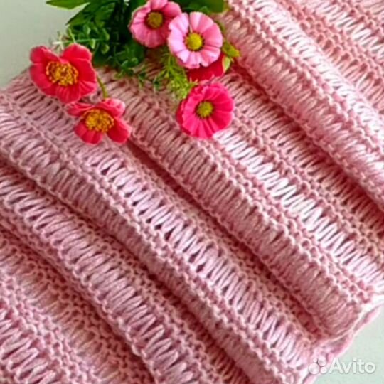 Шарф ручной работы Розовая пудра