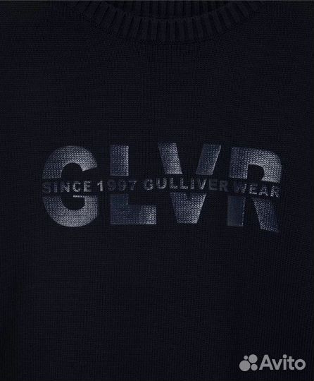 Жилет вязаный со спущенным плечом синий Gulliver