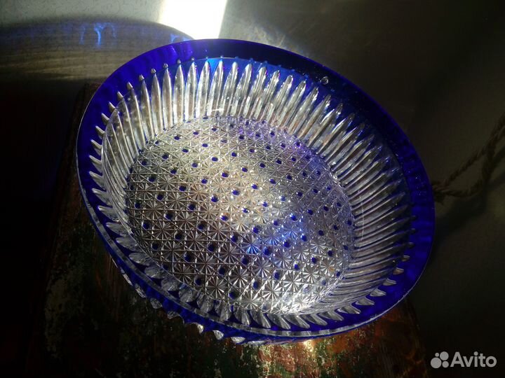 Синий Хрусталь Ваза Блюдо Вес 4.2 кг