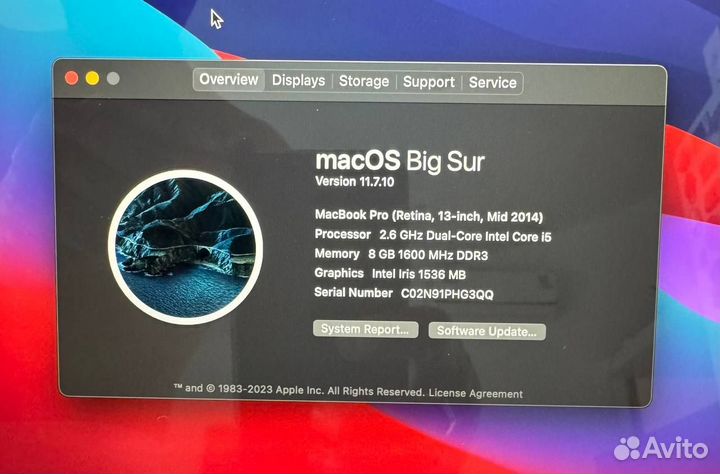 MacBook Pro 13 Retina (2014), 128 гб, Core i5, 2.6