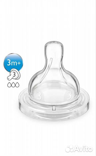 Бутылочка avent classic 330 мл с 3 мес с соской №3