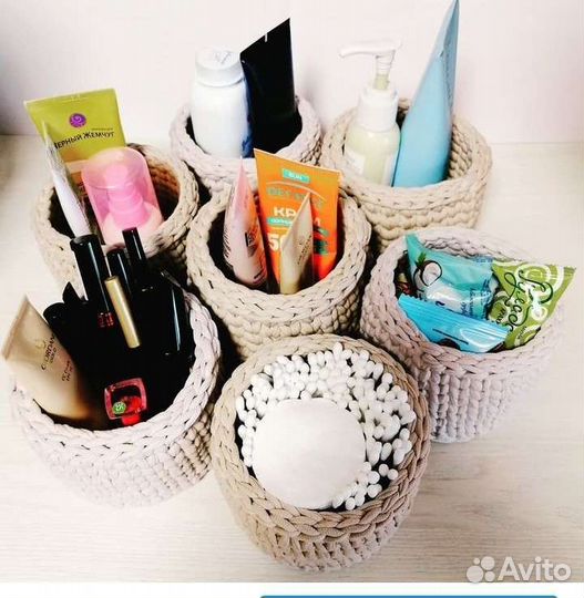 Корзинка из трикотажной пряжи