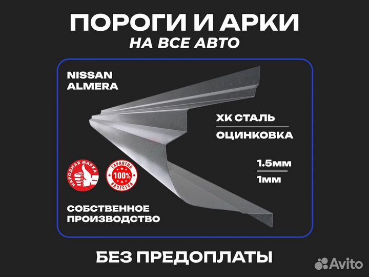 Пороги на Nissan Wingroad на все авто