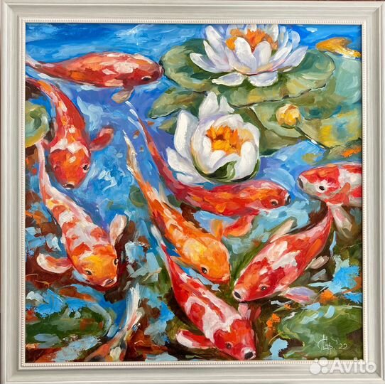 Картина карпы Кои Картина лотосы