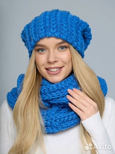 Шикарный новый зимний комплект шапка и снуд