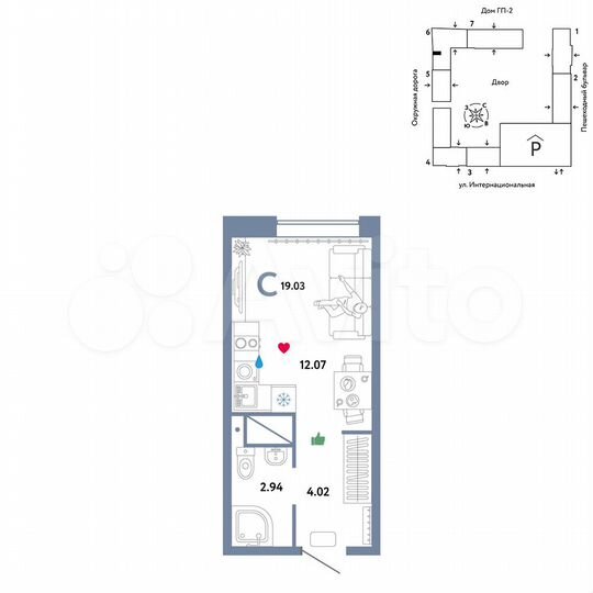 Квартира-студия, 19 м², 8/16 эт.