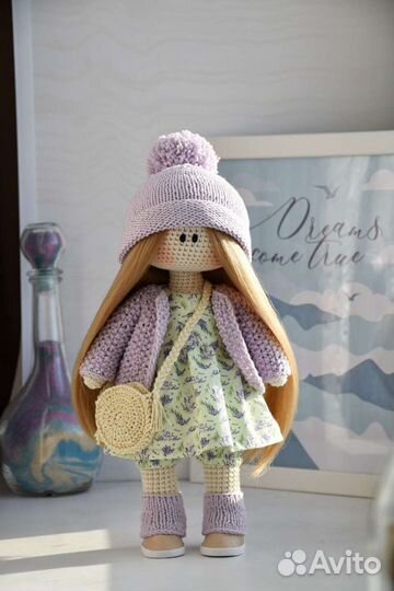 Вязаная игрушка интерьерная кукла новый год