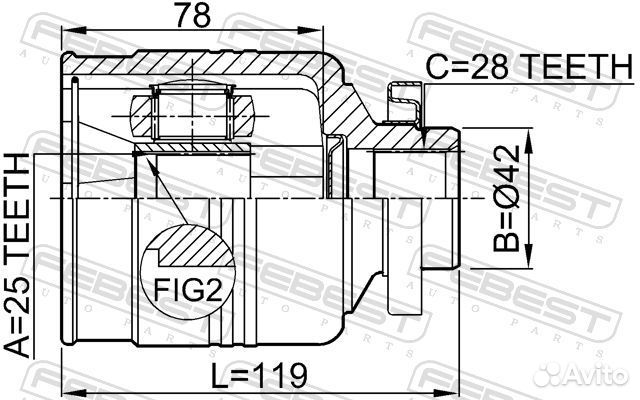 Шрус внутренний перед прав 2211sorrh Febest