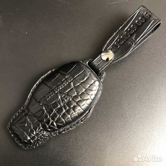 Чехол для авто ключа Мерседес черный из крокодила