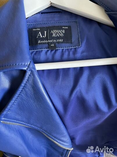 Куртка кожаная armani jeans синяя
