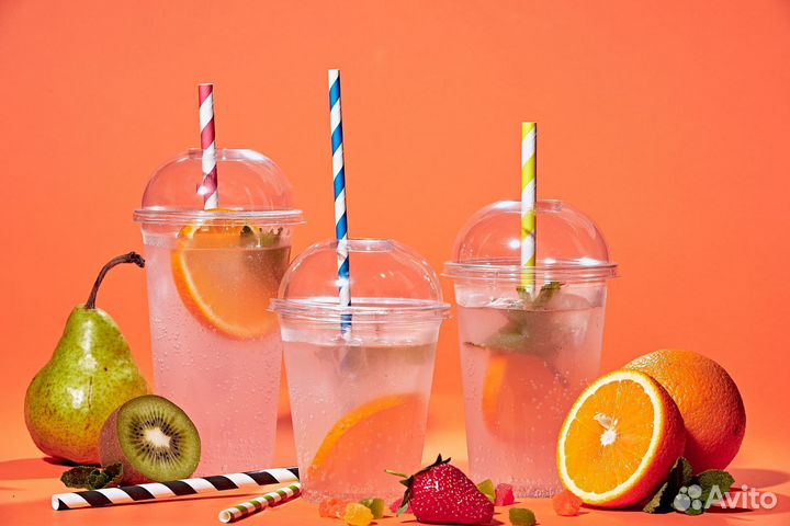 Стакан с купольной крышкой одноразовый / Фраппе