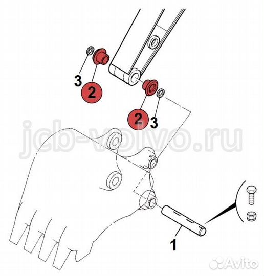 Палец крепления г/цилиндра ковша к тяге для JCB JS