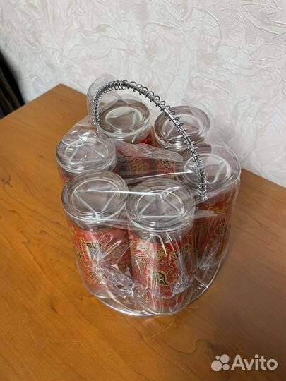 Стаканы новые набор 6 штук (с подставкой)