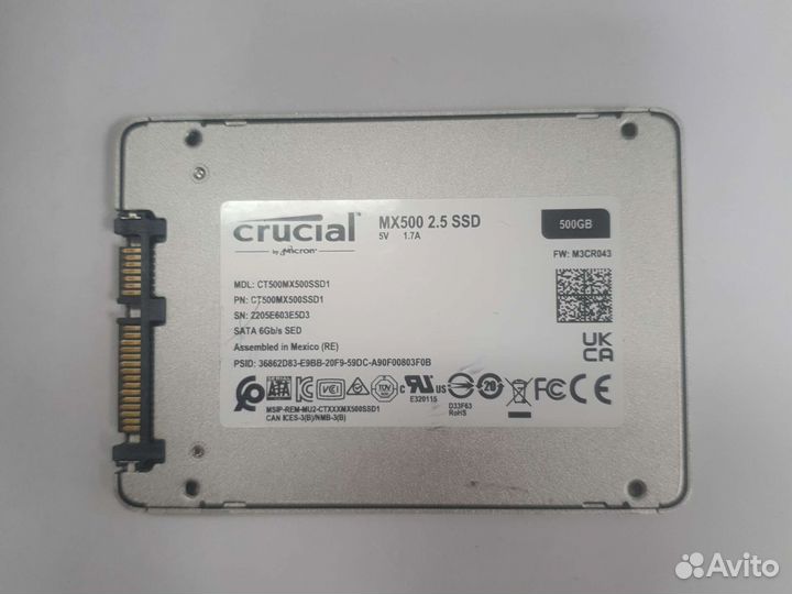 Твердотельный диск 500Gb Crucial MX500 CT500MX500S
