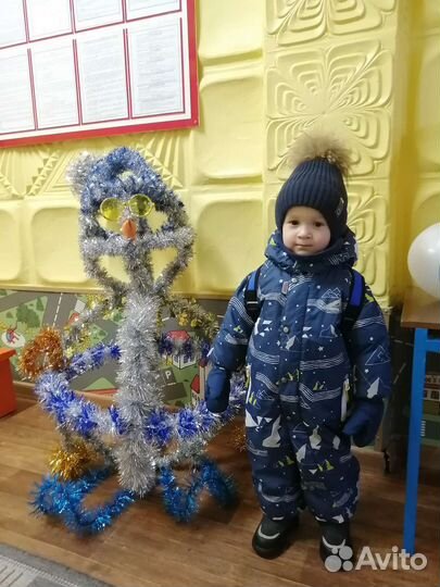 Зимний комбинезон для мальчика 92+шапка зимняя