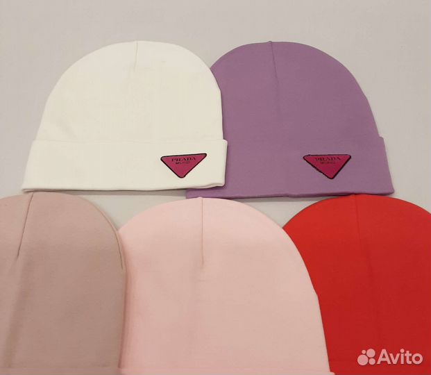 Новые шапочки Prada весна-oceнь, хлопок 48-54