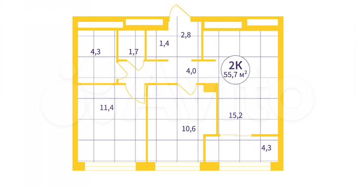 2-к. квартира, 53,6 м², 25/31 эт.