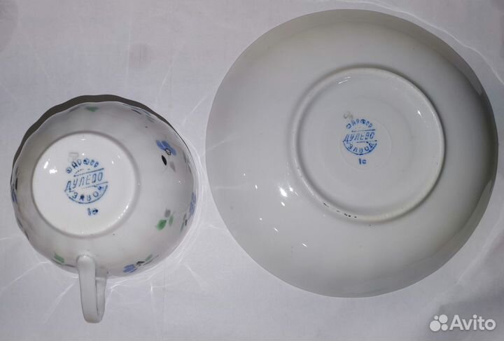 Чайная Пара 50тые Незабудки Фарфор костяной