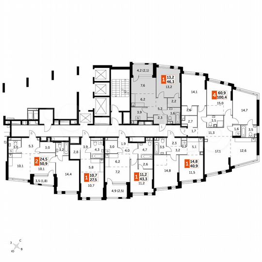 2-к. квартира, 46,3 м², 2/29 эт.