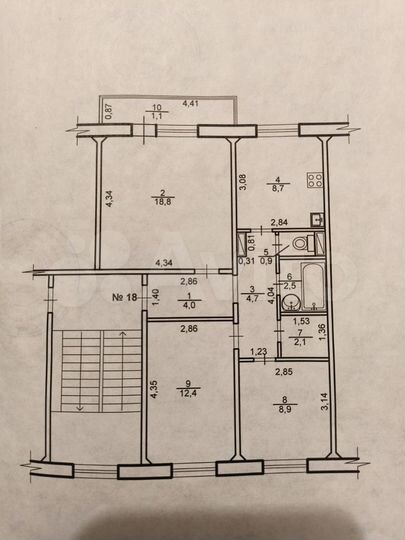 3-к. квартира, 64,1 м², 4/5 эт.